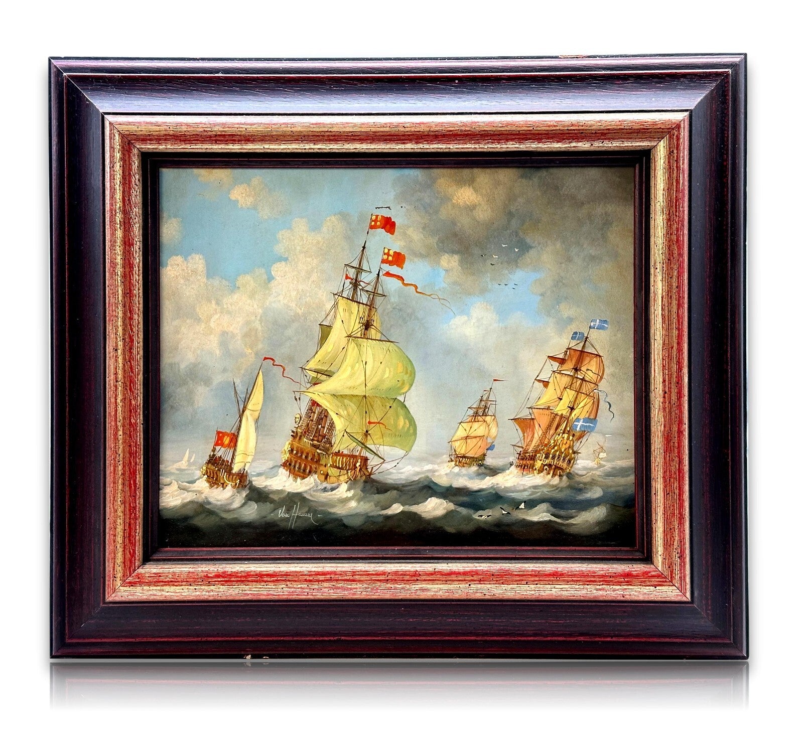 van Hamm - maritime Malerei - Öl auf Platte - gerahmt - El Gran Grífon0