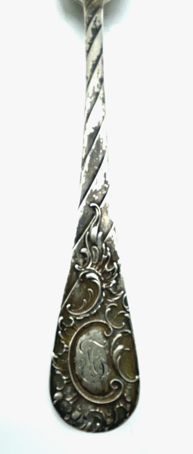 Antik großer 800 Silber Schöpflöffel Vorleger Historismus L 21 cm style rocaille1