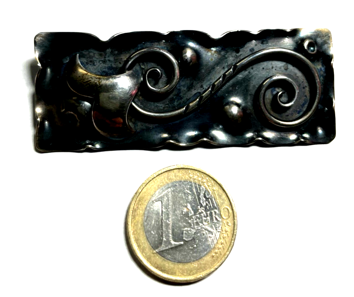 H.Z. 900 Silber antik Design Brosche Modernist Handarbeit Silberschmied gepfl.1