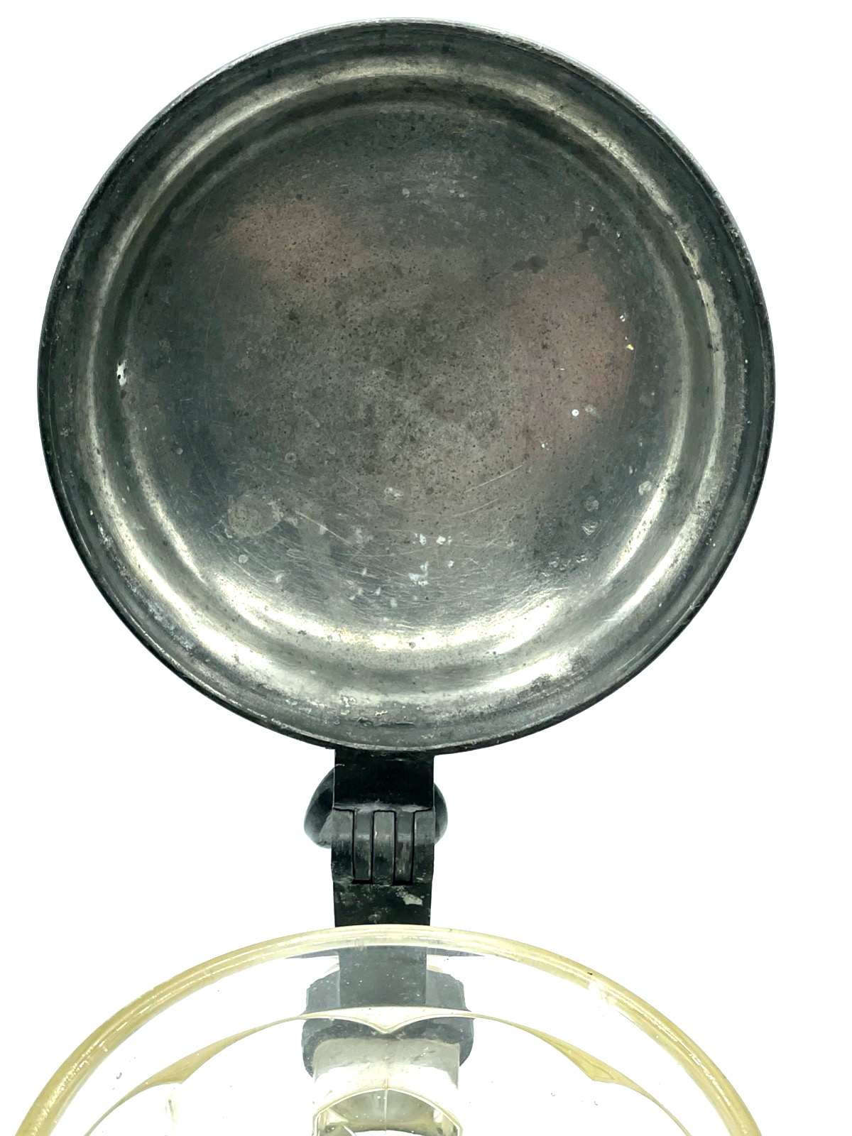 Antik dekorativ Pressglas Bierkrug 1 Liter mit Zinndeckel um 1900 Dachbodenfund10