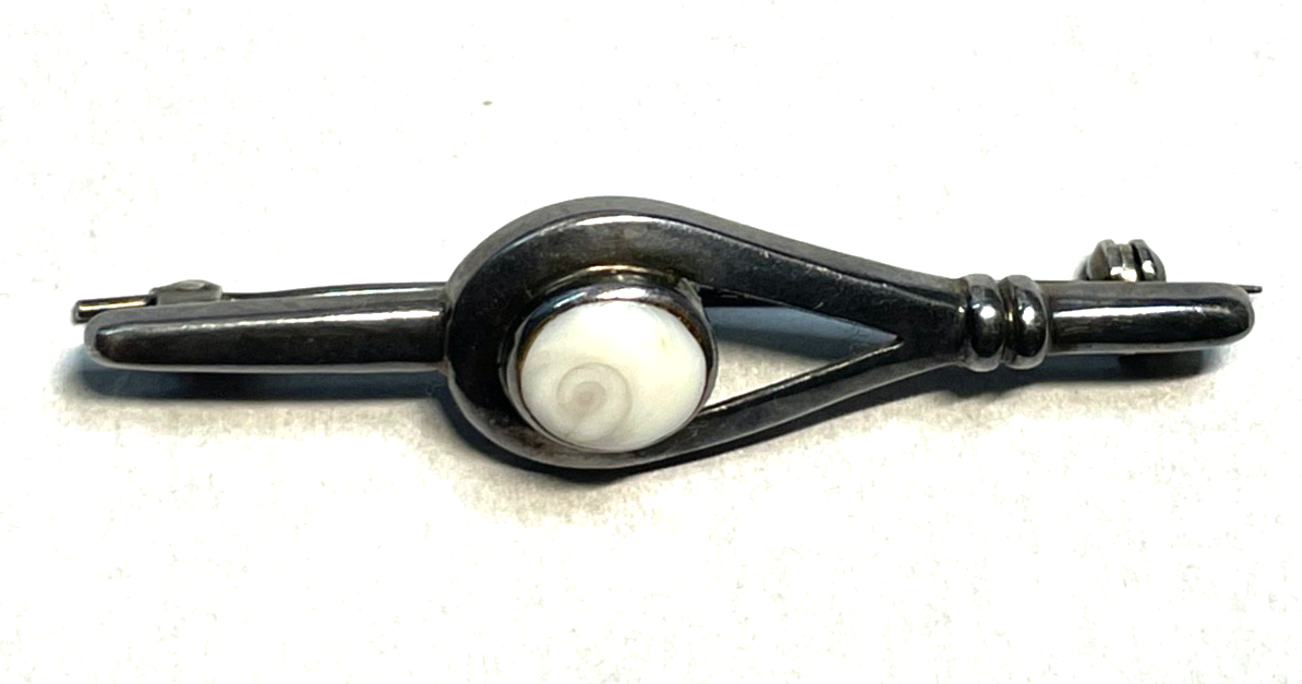 Vintage Margaritis 950 Silber Brosche Anstecknadel Shiva Auge Handarbeit gepfl.3