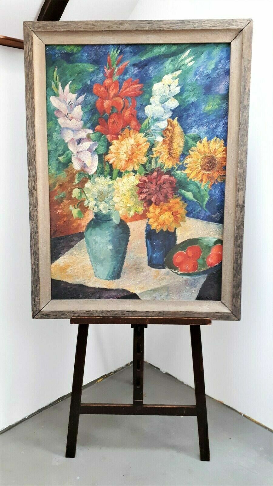 Eduard Sturm 1941 - Stillleben Blumenstrauß Impressionismus - Öl auf Leinwand1