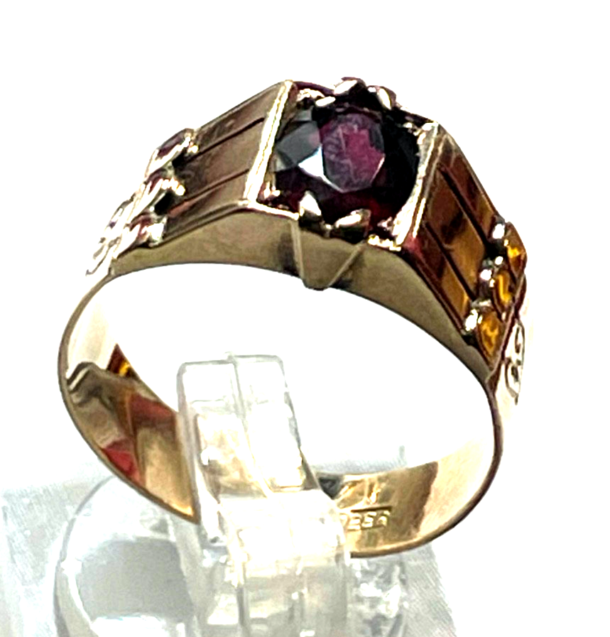 Aparter 333 Gold 8 K antik Ring Rotgold Granat RG 55 Ø 17,5 mm Juwelier10