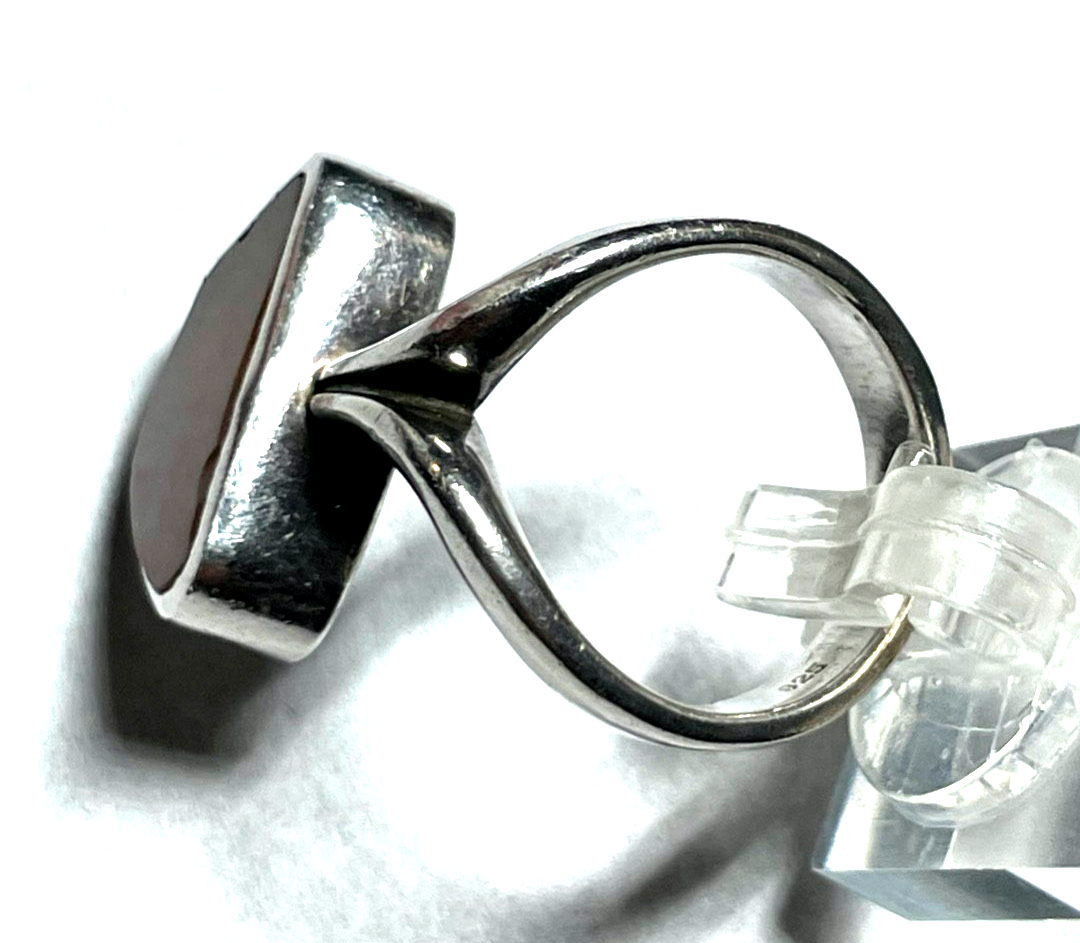 Massiver ausgefallener 925 Silberring mit Feueropal Unikat Ø 17 mm RG 544