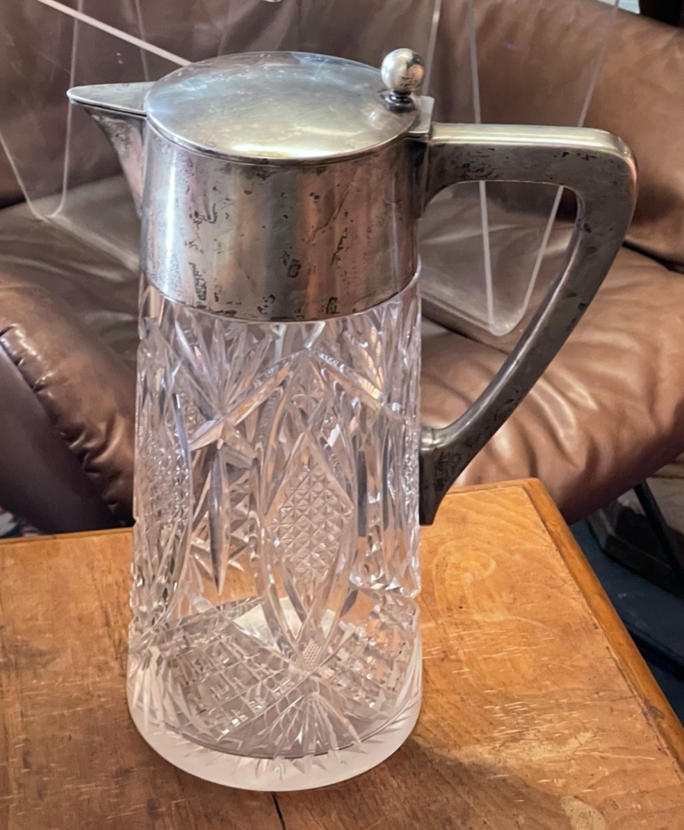 Mega groß antik Bleikristall Krug 800 Silbermontur H 34,5 cm Stuttgart 1910/2011