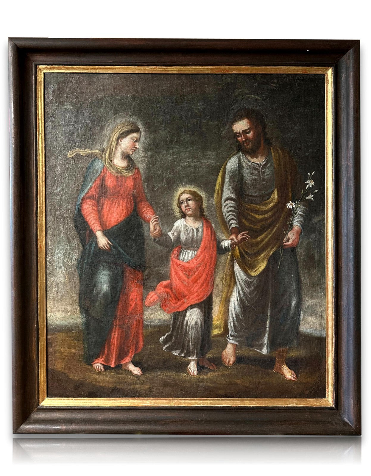 Doppelgemälde - Öl auf Leinwand - Die Heilige Familie & Jungfrau Maria - 18. Jhd0