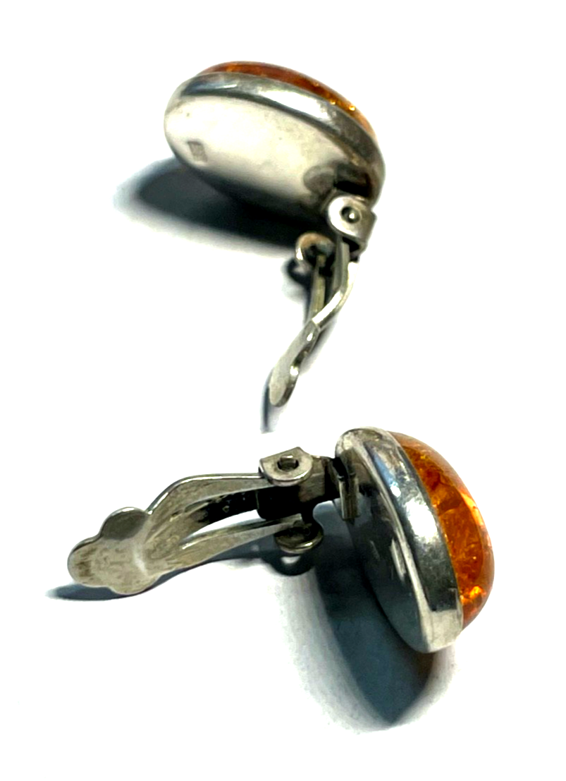 Elegante 925 Silber Ohrringe Ohrstecker Bernstein Cabochon L 16 mm B 13 mm4