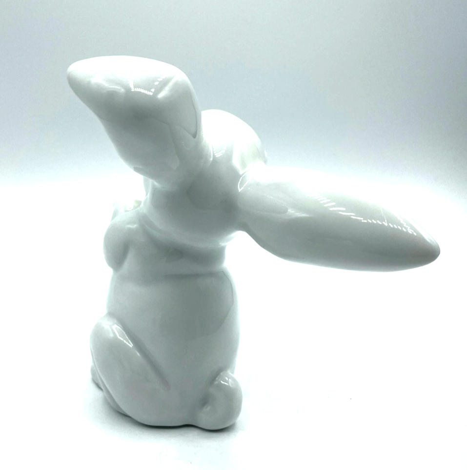 Vintage gr. Rosenthal Porzellan lachender Hase weiß H 15,5 cm top gepflegt4