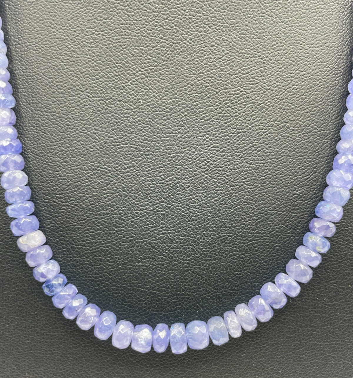 Tansanit Kette Collier 925 Silber vergoldet facettierte Rondelle Verlauf L 46cm2