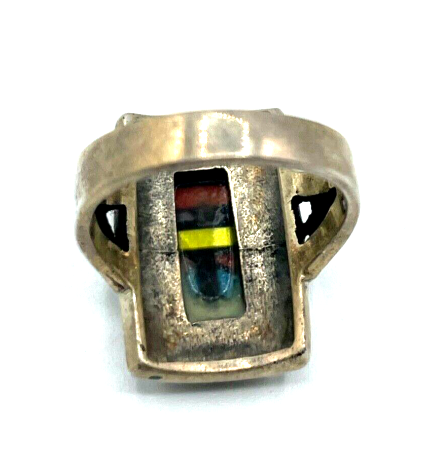 925 Sterling Ring Zuni Indianerschmuck Edelstein Inlay Handarbeit Ø 15 mm RG 476