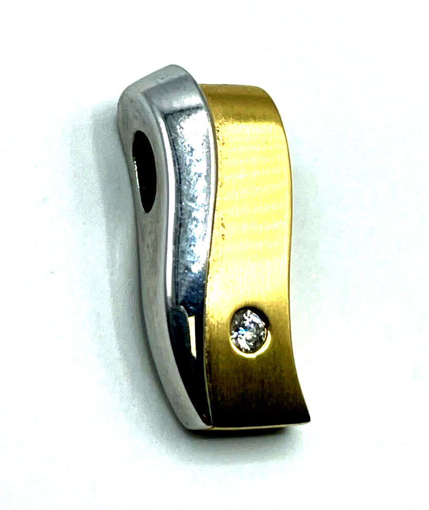 Massiv 750 Gold 18 K Gold Gleiter Schieber Anhänger 0,07 ct Brillant Juwelier2