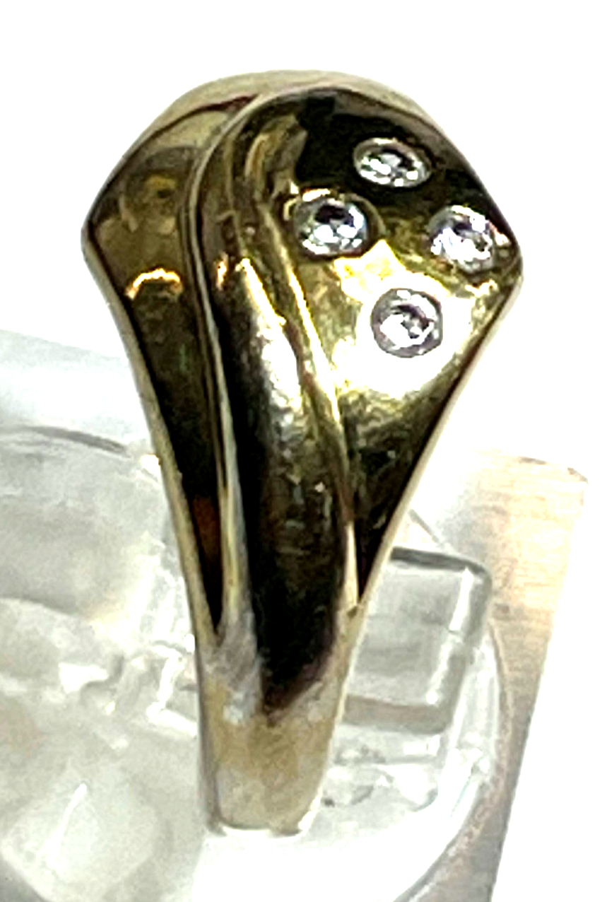 Moderner 333 Gold 8 K Ring 4 x Simili Diamant Ø 17 mm RG 54 Juwelier gebraucht4