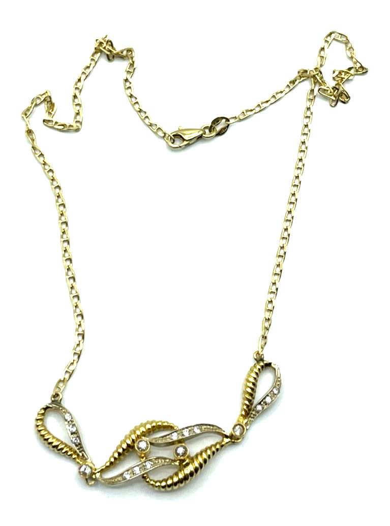 750 Gold 18 K Gold apart Collier Kette Weißtopas Schleife Dekor Juwelier L 43,56
