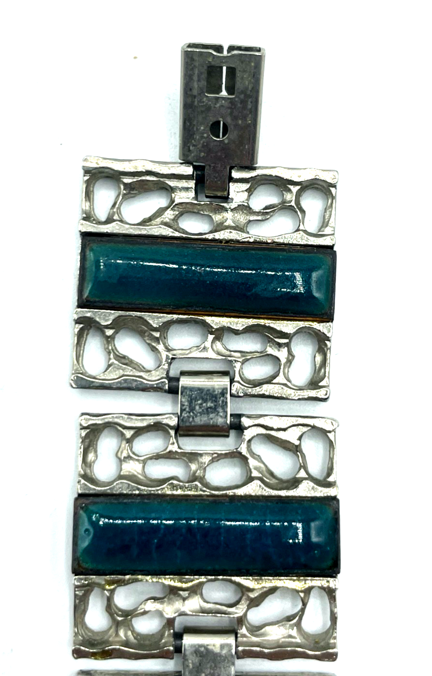 70erJ Armband vintage Brutalist Modeschmuck mit Emaille L 20 B 2,8 cm4