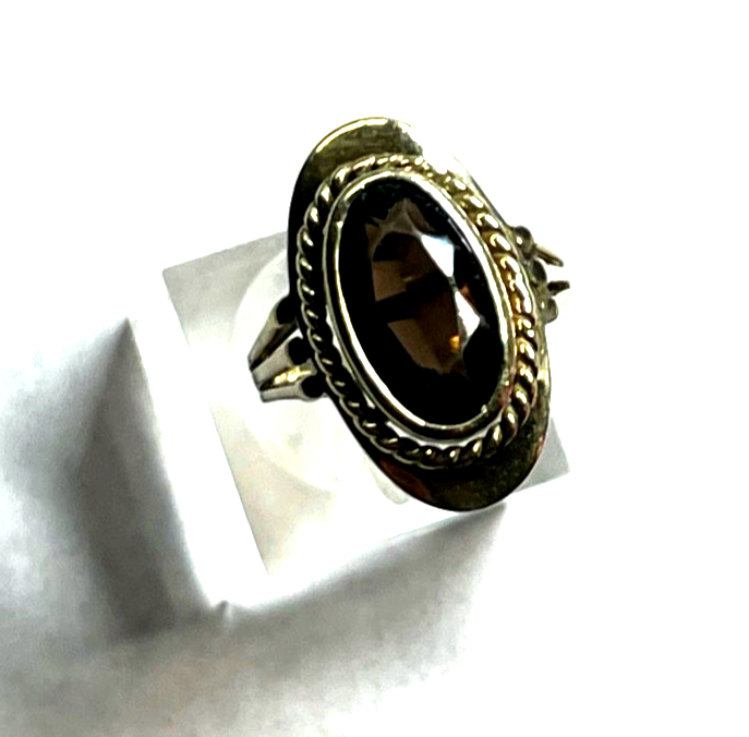 Vintage 333 Gold 8 K Rauchquarz Ring Ø 16,5 mm RG 52 Juwelier Qualität gepfl.1