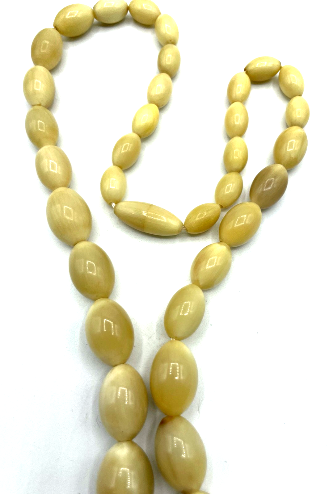 Antik Flapper Kette Horn Oliven Verlauf Handarbeit Art Déco Original 20erJ L68cm5