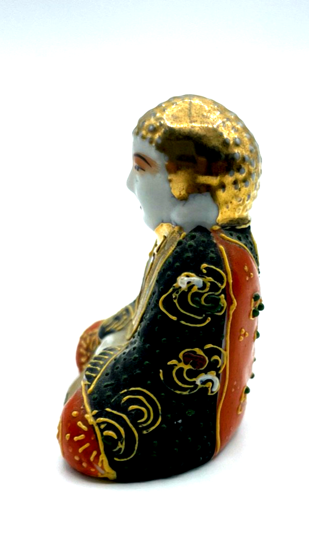 Antik Satsuma Porzellan Buddha Hankoka Moriage Handbemalt Japan um 1900 / 19206