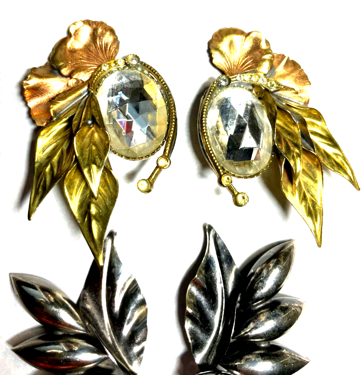 Vintage 80er Jahre Statement 2x Ohrclips Clips stattlich Modeschmuck Motto Party1