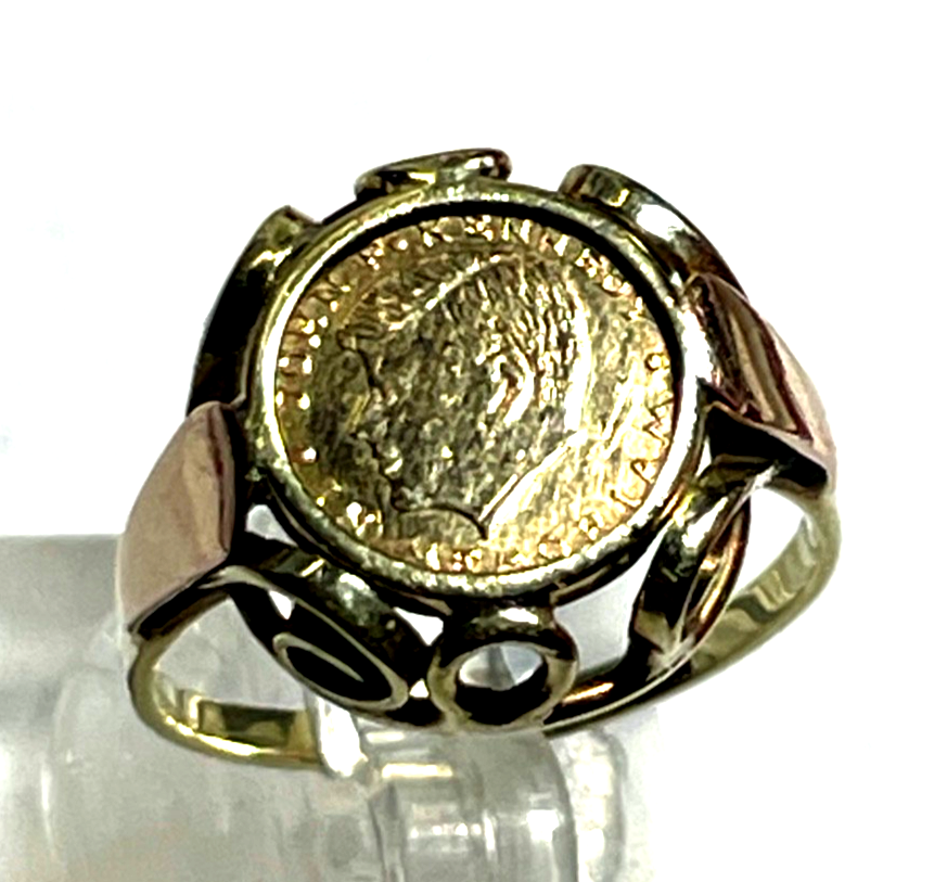 Vintage 585 Gold 14 K Münzring Kennedy Ø 16,9 mm RG 53 Juwelier Qualität gepfl.2