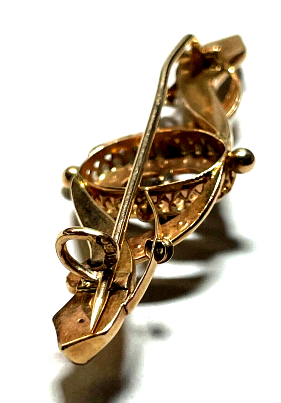 Antik edle 585 Gold 14 K Brosche Saphir Orientperlen Historismus Saatperlen6