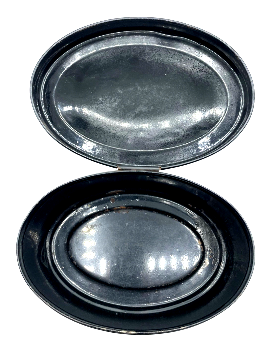Antik attraktive ovale Blechdose Keksdose Deckeldose Jugendstil Dekor um 19009