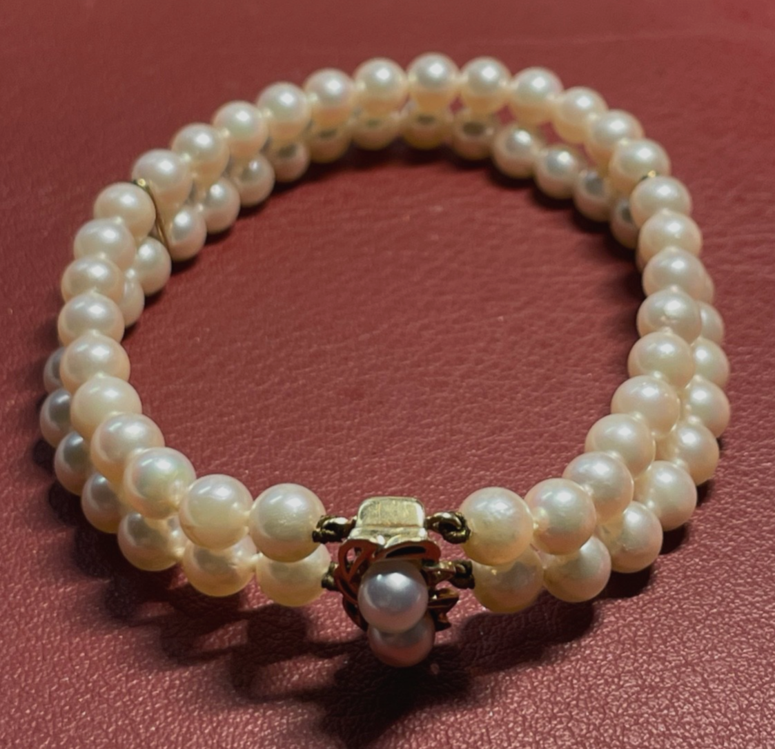 19 cm langes Akoya Perlen Armband mit 585 Gold Stegen + Schliesse top gepflegt5