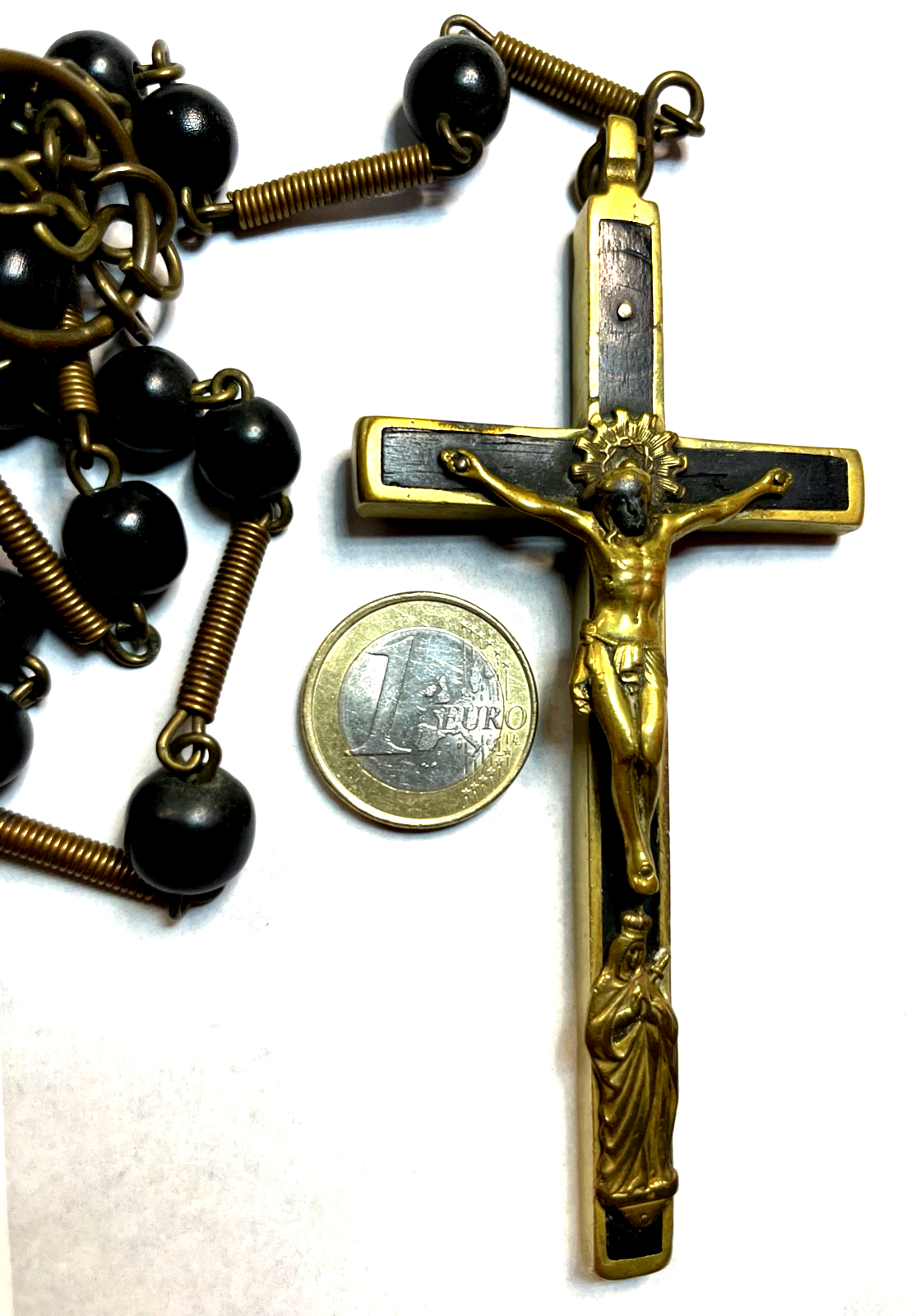 Antik mega gr. Rosenkranz Kruzifix Ordenskreuz um 1900 Klosterarbeit 140 cm lang9
