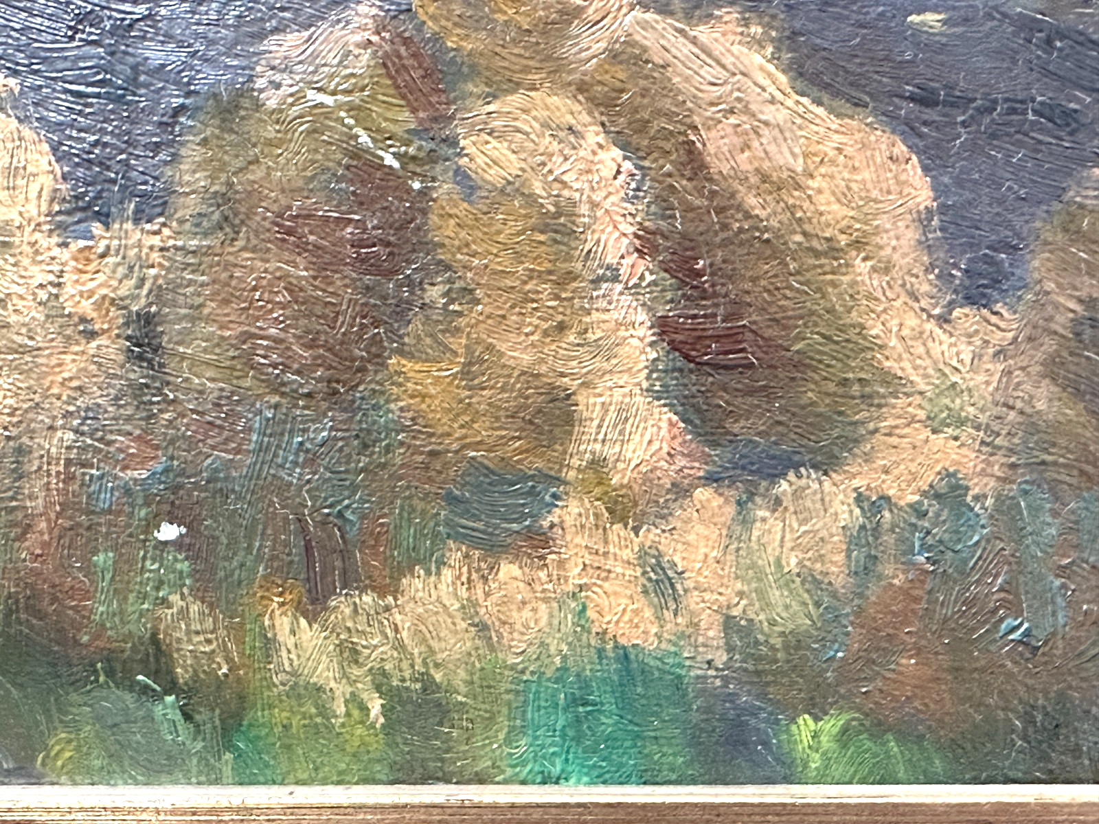 Ölgemälde – Landschaft mit Erntehocken & Traktor, signiert W…, ca. Mitte 20. Jh7