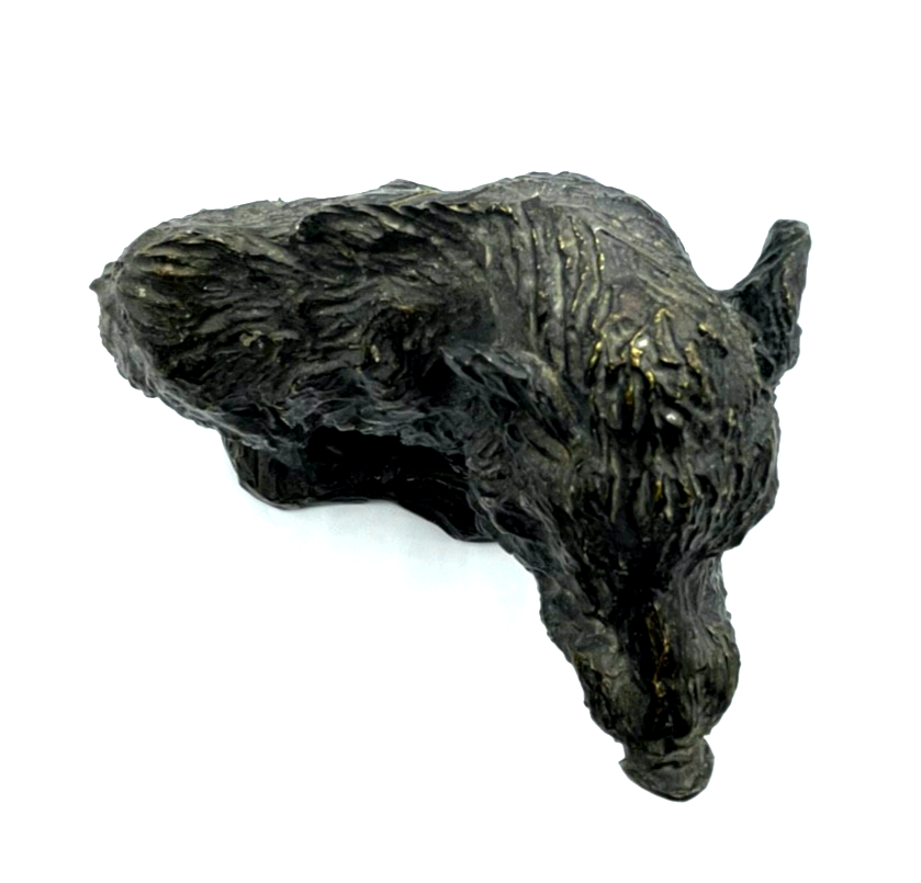 * Vintage Tierplastik Bronze Metallguß Wildsau Wildschwein Keiler Figur Patina12