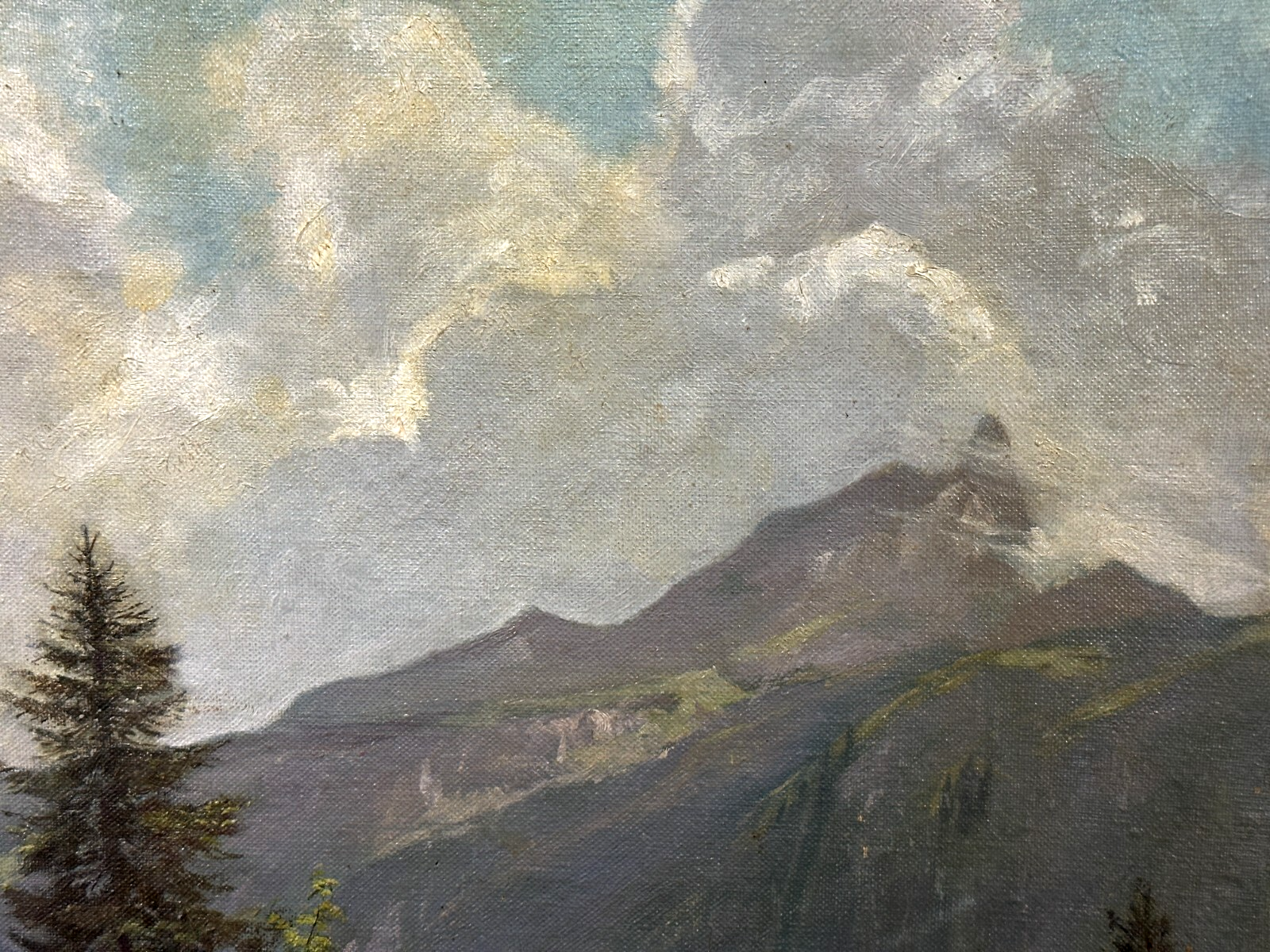 Rudolf Hölbling (1897–1990) - Alpenlandschaft - Öl auf Masonit - Barocker Rahmen1