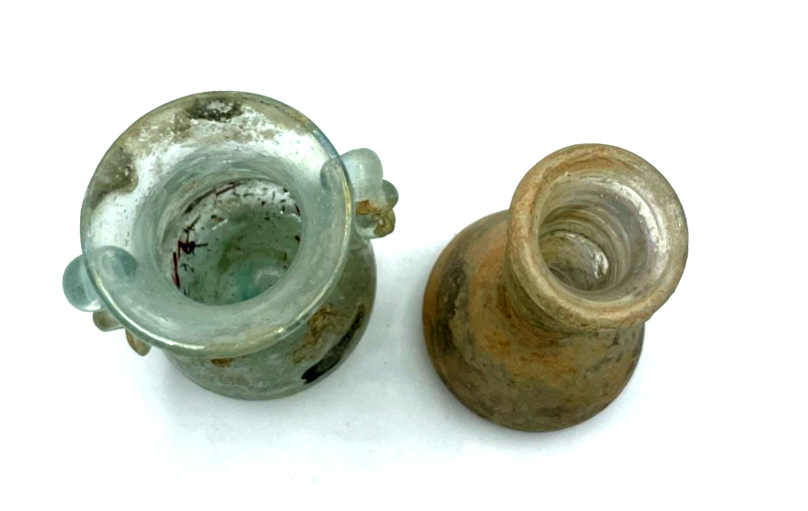 Vintage dekorative Museum Replik 2 kleine Glas Behälter nach römischem Vorbild1