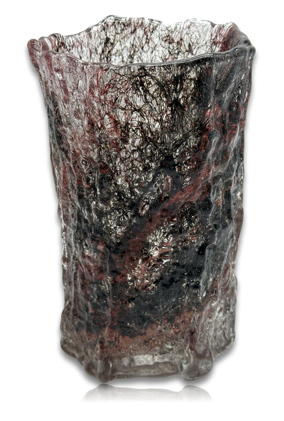 Schwere Studioglas Vase mit Kupfer- und Eisenfaden-Einschmelzungen  ca. 3,2 kg,0