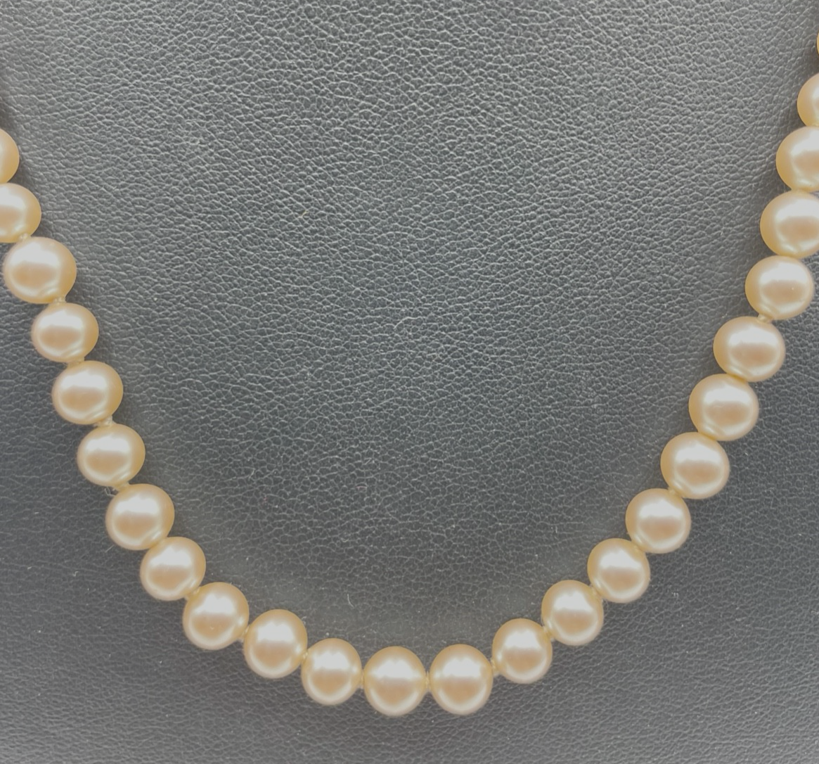 Vintage echte Zuchtperlen Kette Perlenkette 835 Silber Kastenschliesse geknüpft1