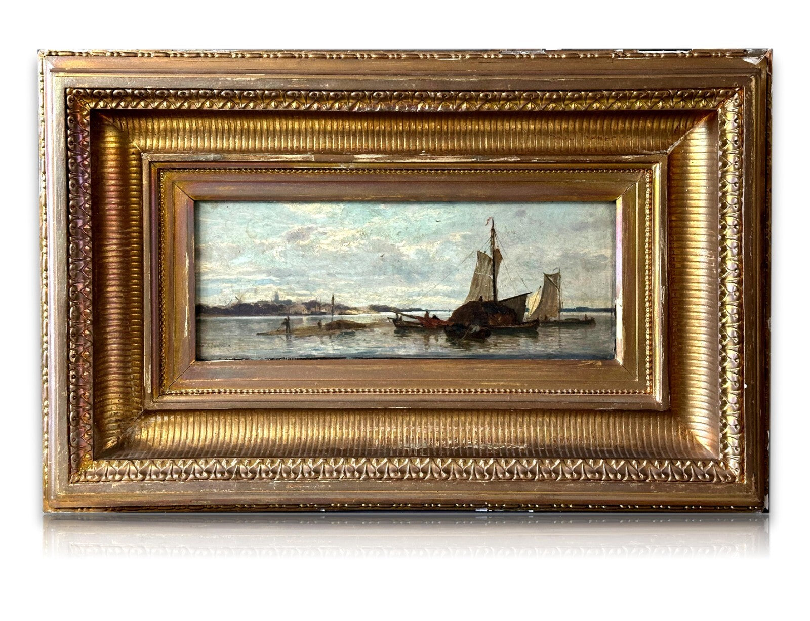Öl auf Holzplatte - Blick auf Rotterdam um 1890/1900 - Gustav Schönleber - sign.0