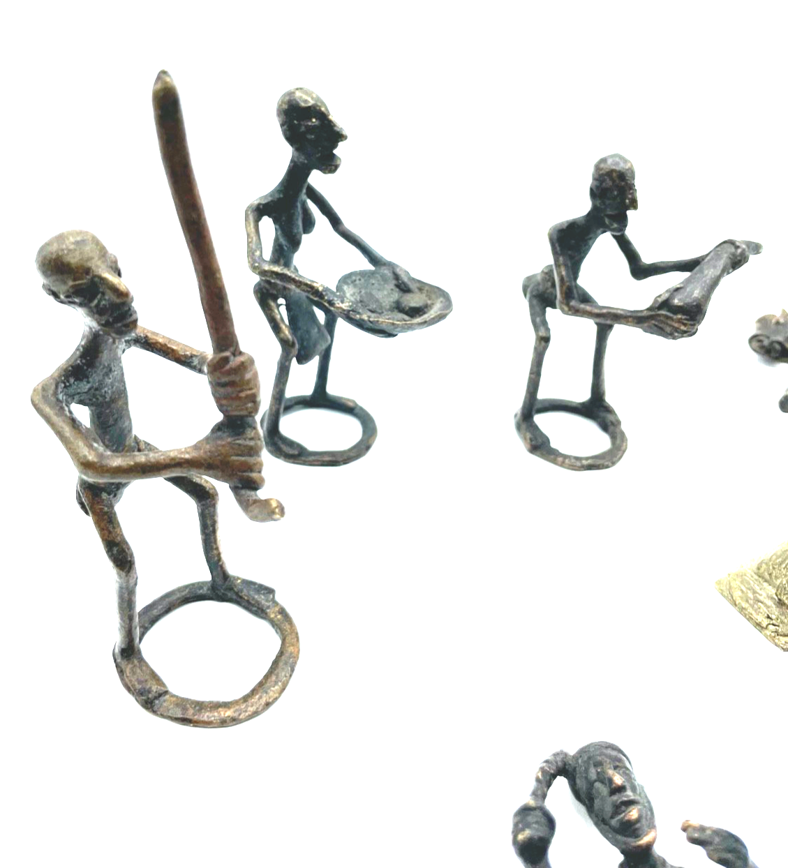 Konvolut vintage Sammlung 7 Afrika Ashanti Ghana Figuren Messing Bronze Handarbe3