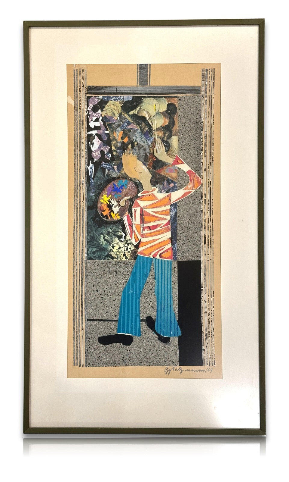 Gottfried Salzmann - seltene Collage - 1969 - signiert - gerahmt hinter Glas0