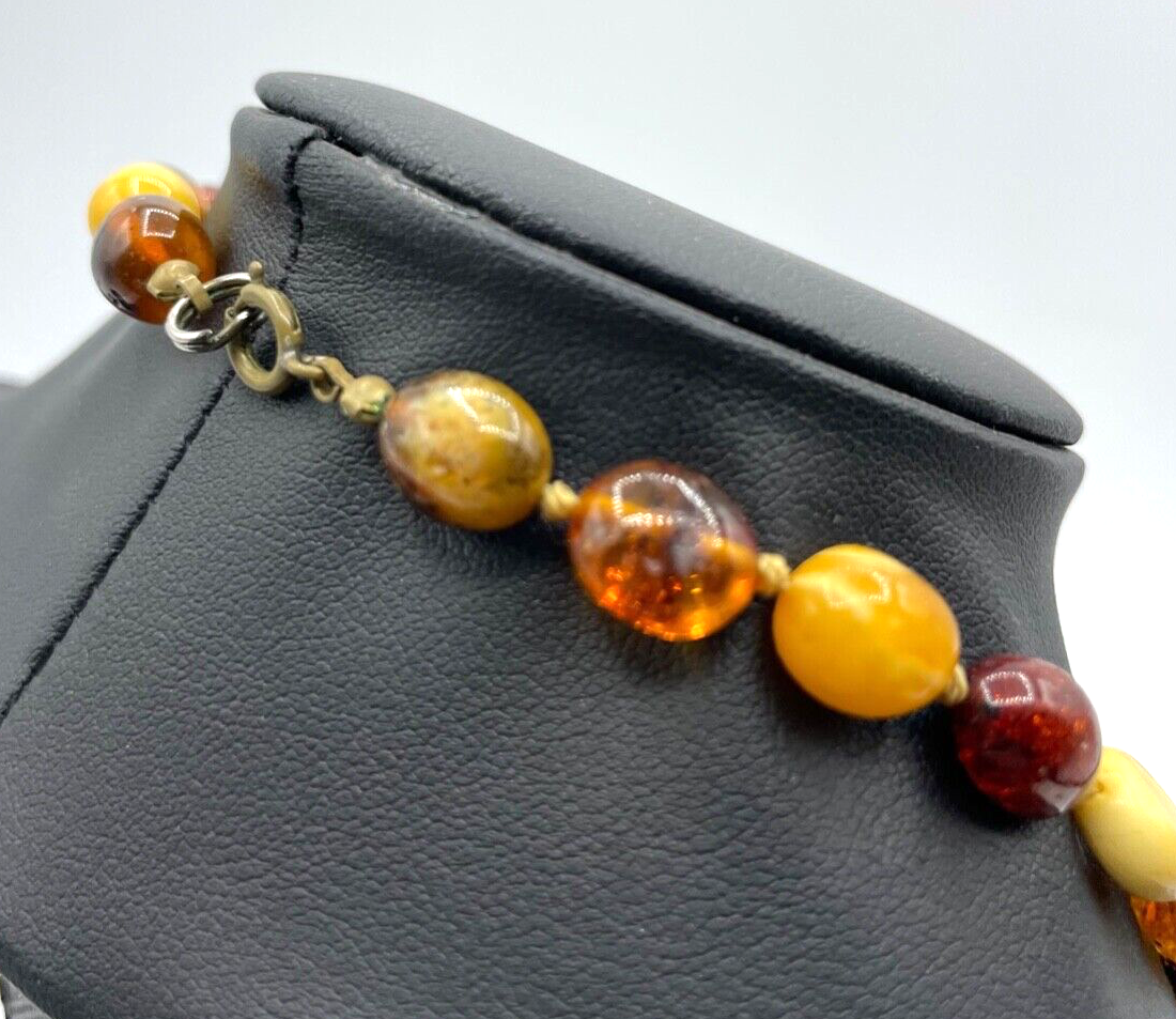 Vintage gemischter Bernstein Kette amber necklace 30 Gramm L 61 cm sehr apart2