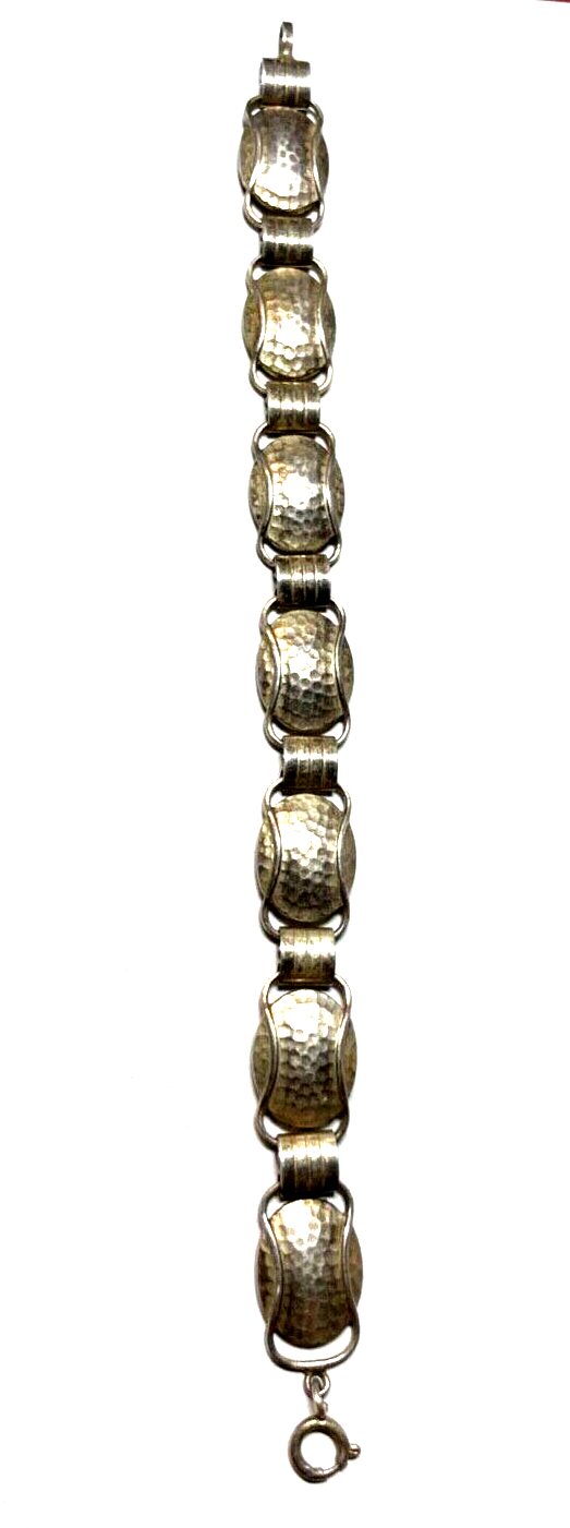 Vintage 50er J 800 Silber Hammerschlag Armband Handarbeit gehämmert midcentury0