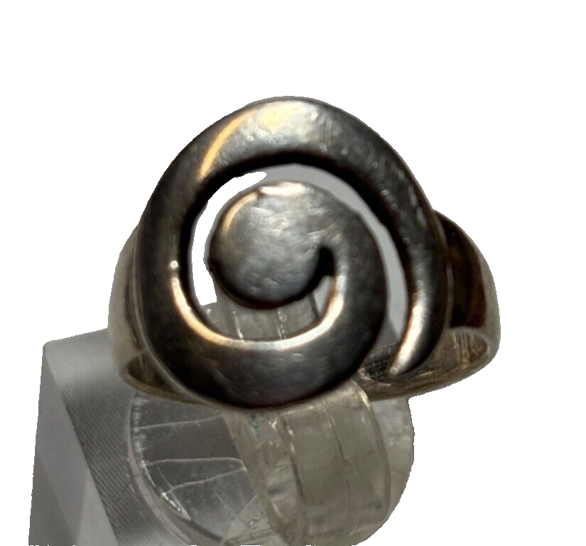 Vintage solider 925 Silber Ring Spirale Muster Ø 17 mm RG 53 Handarbeit gepflegt1