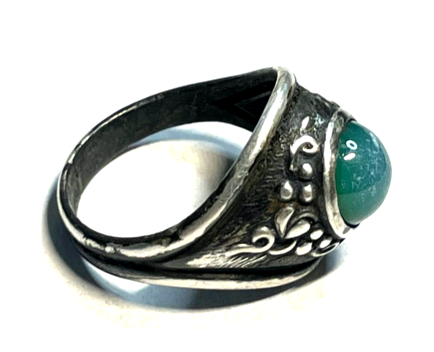 Antik 835 Silber Ring Chrysopras Cabochon RG 54 Ø 17 mm solide Qualität6