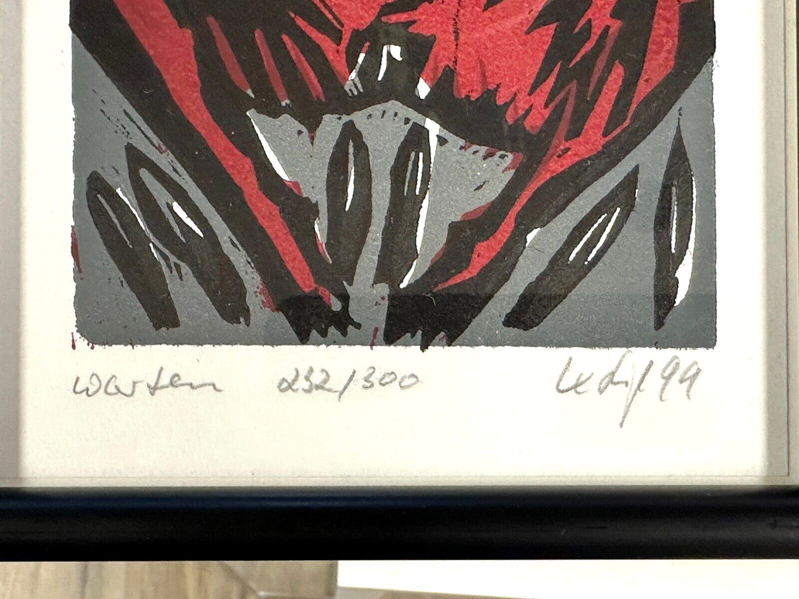 Klaus Süß - Linolschnitt - Titel 'Warten' - nummeriert 232/300 - signiert - 19991