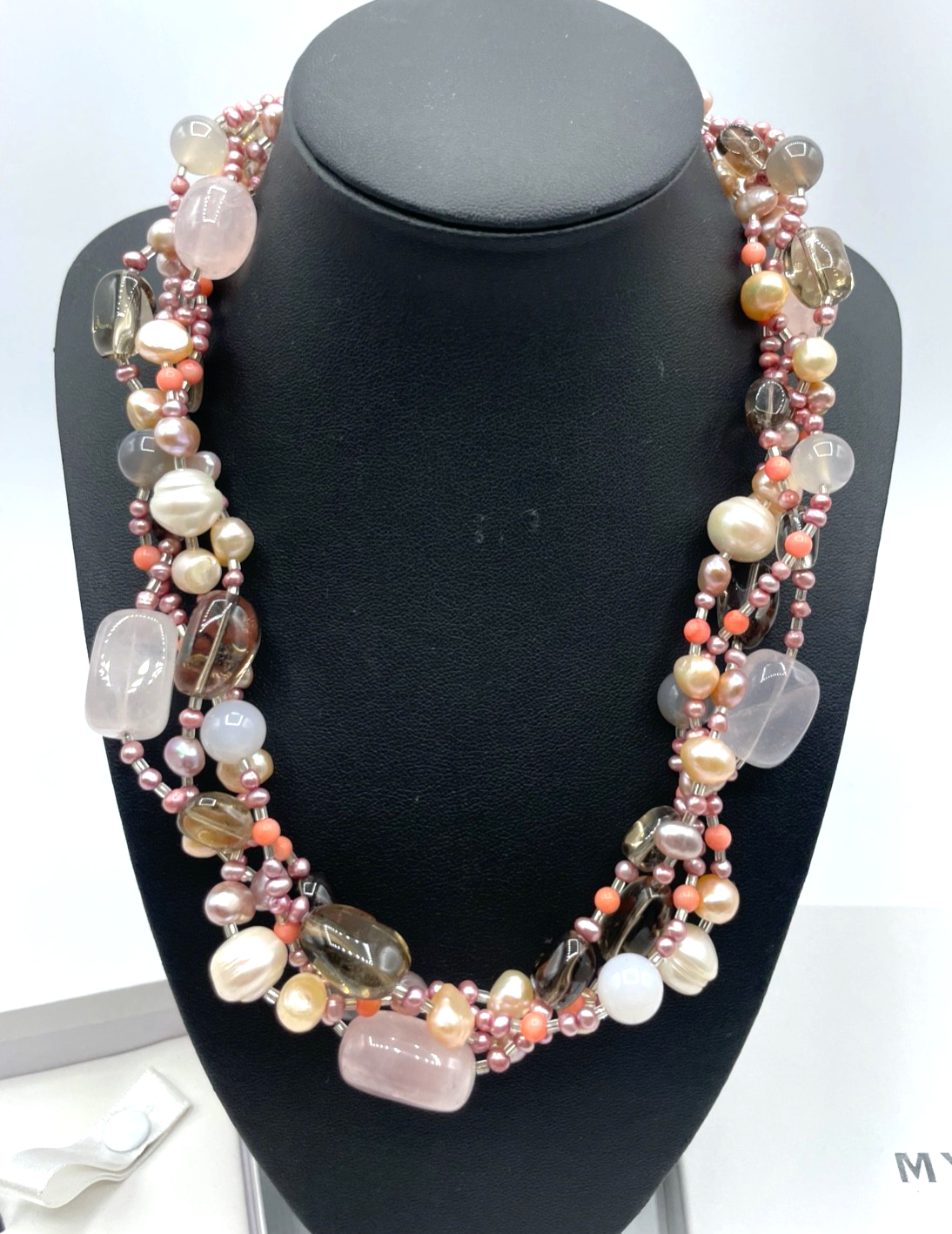 Neuwertiges Set MY PEARL Halskette + Armband 925 Silber Edelsteine SWZ Perlen1