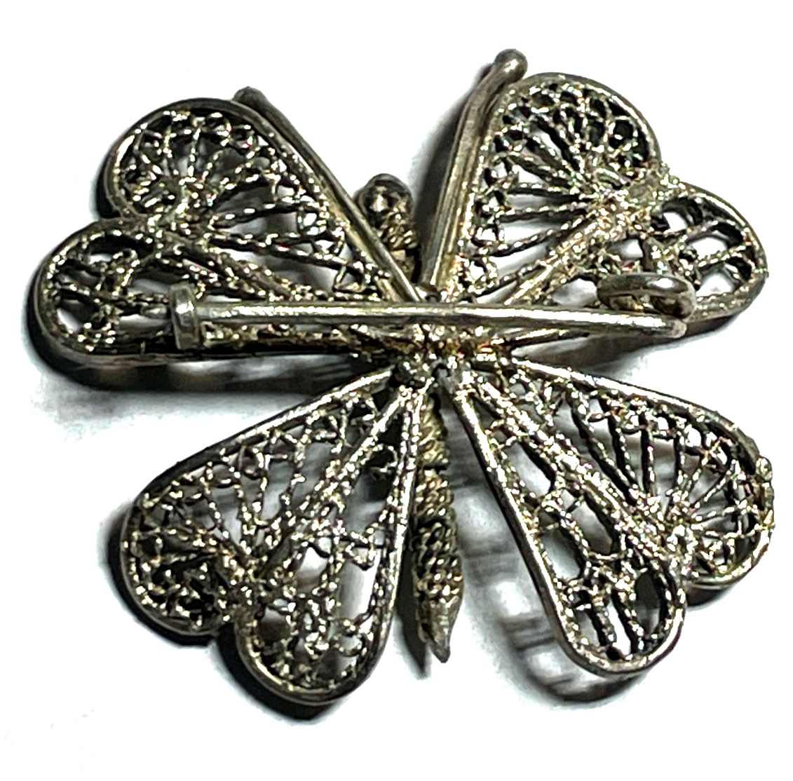 Antik 800 Silber Brosche Anstecknadel Filigransilber Schmetterling Trachtenmode5