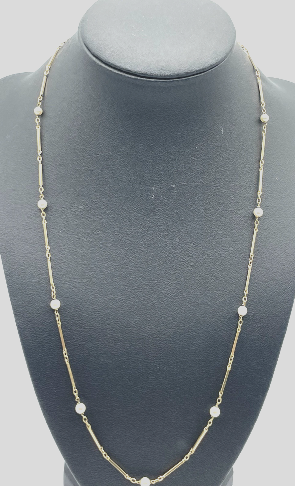 Elegant 333 Gold 8 K Halskette Stäbchen echte Perlen Juwelier L 54 cm B 5 mm0