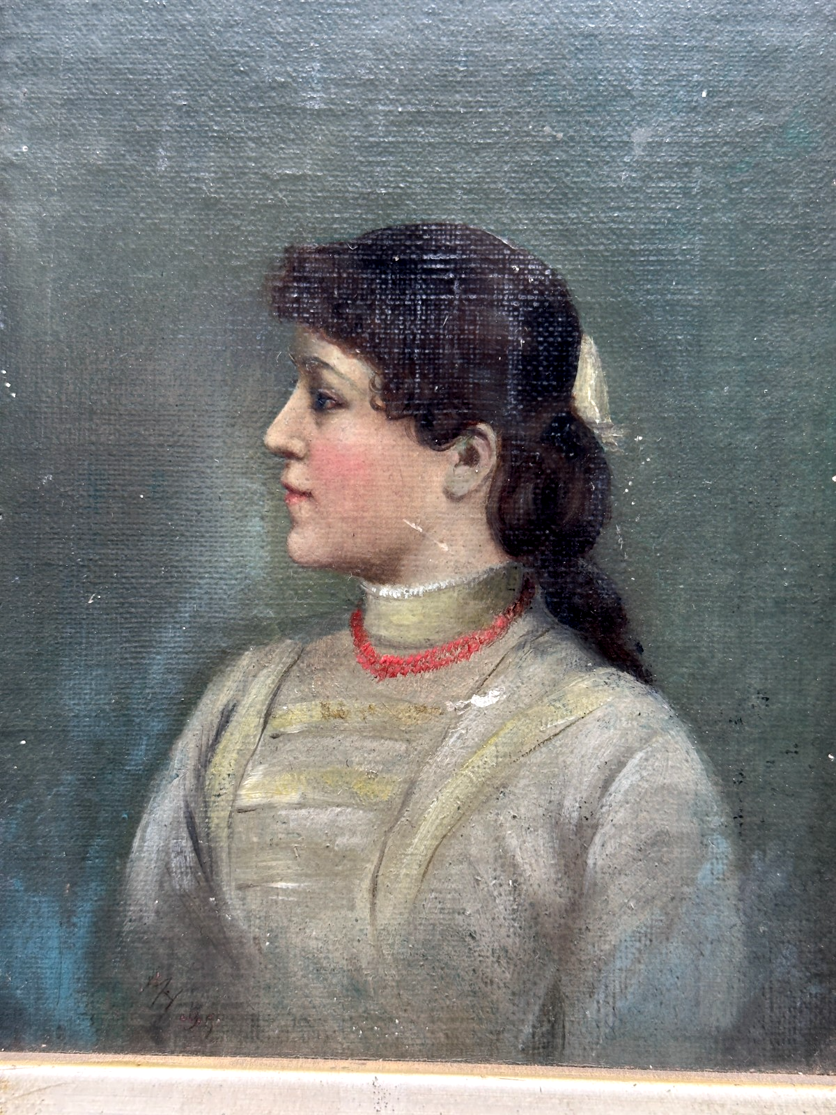 Damenporträt um 1880 – Öl auf Leinwand, gemalt von Martha Haensgen – bezeichnet1