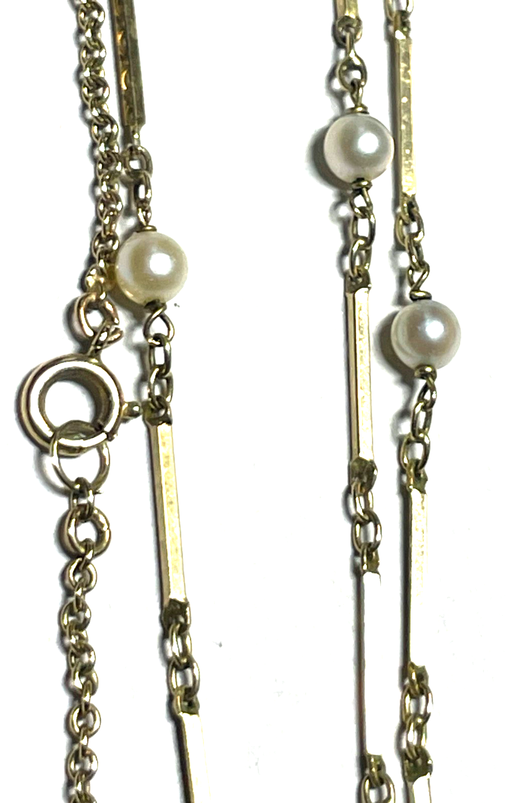 Elegant 333 Gold 8 K Halskette Stäbchen echte Perlen Juwelier L 54 cm B 5 mm3