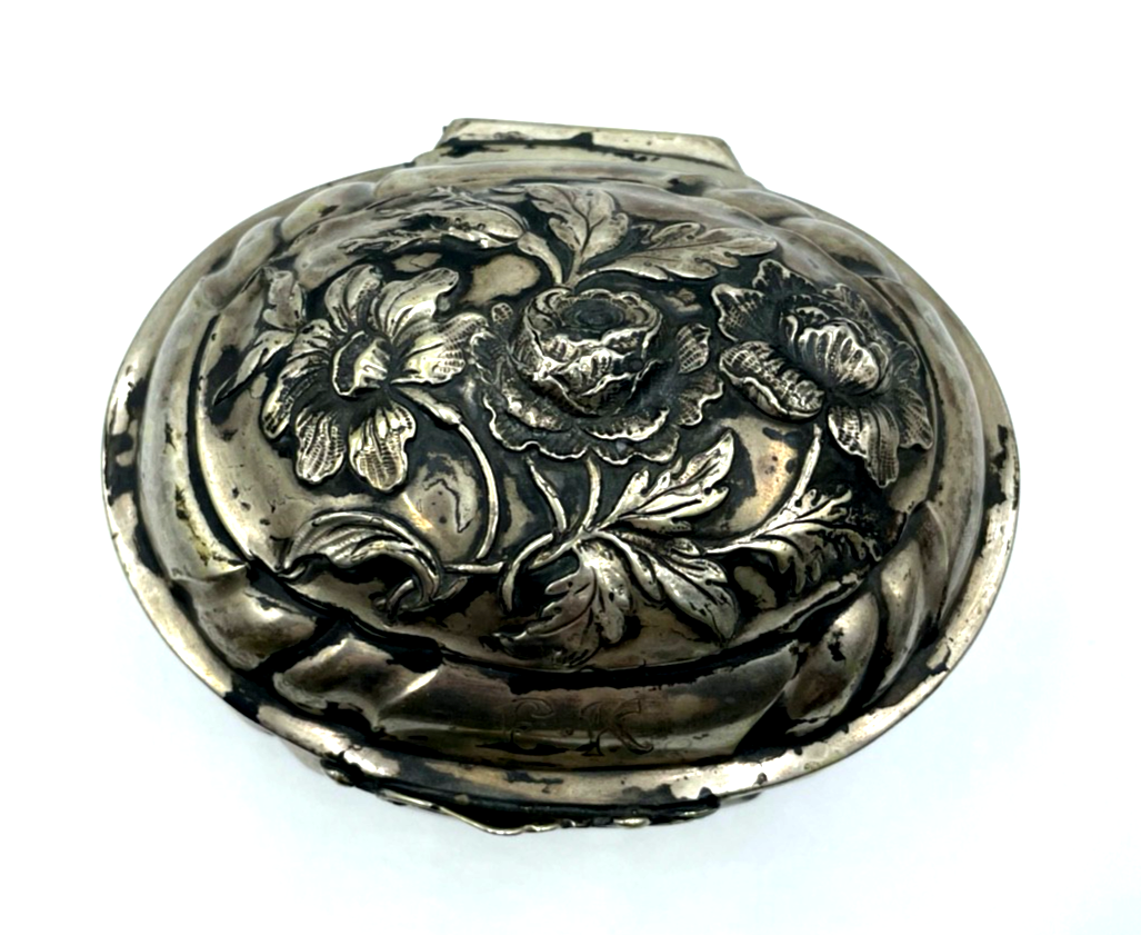 Antik Barock Silber Zuckerdose Deckeldose mit Tremolierstrich und Punzen 270 Gr.1