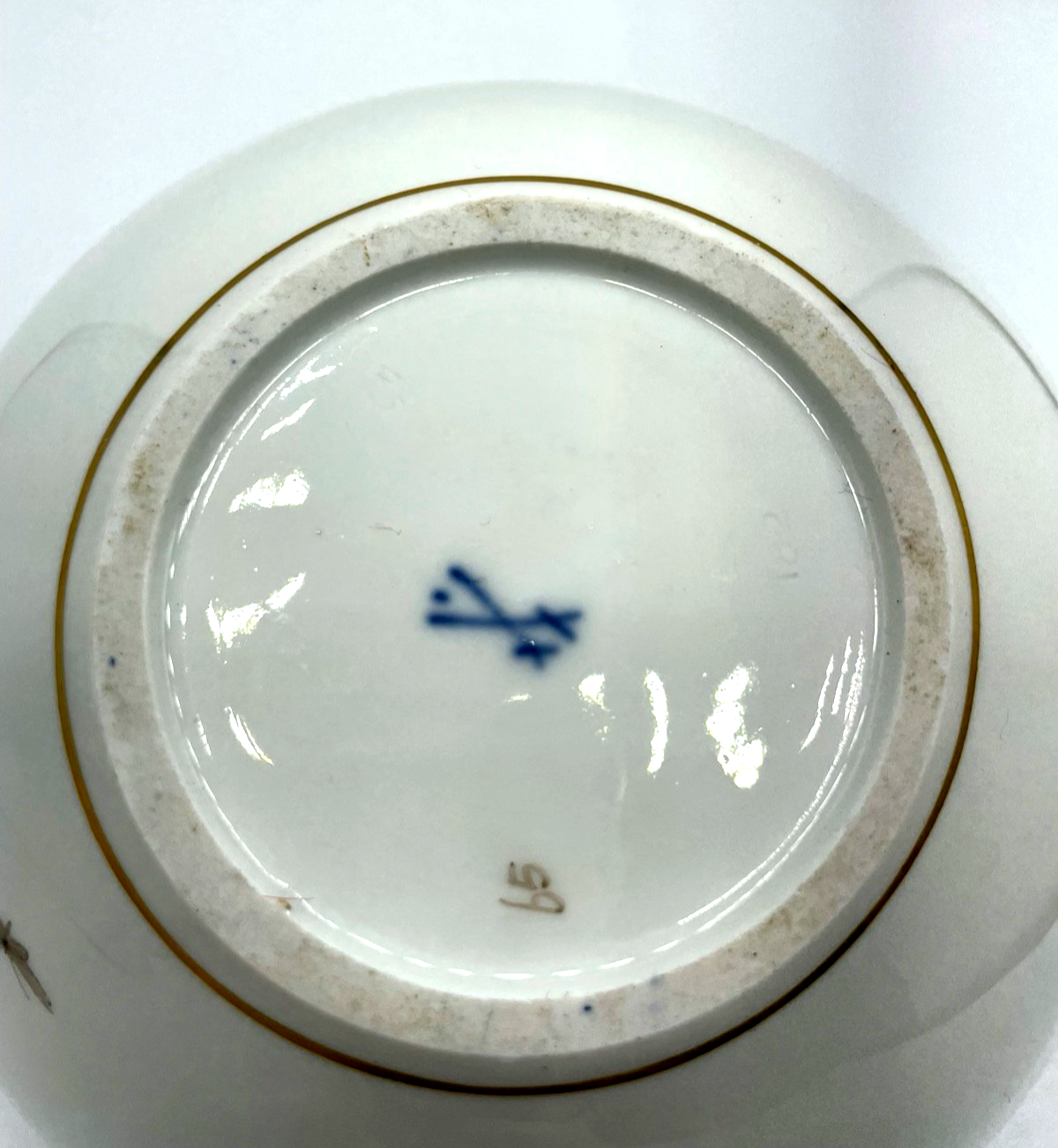 Antik Meissen Porzellan Teekanne 1. Wahl Blumenbukett Kobalt + Golddekor 1A Zust12