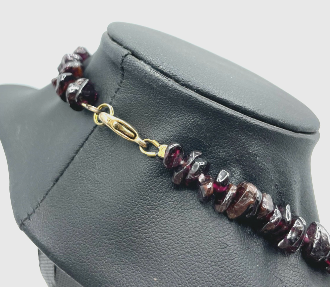 Vintage 54 cm lange Granat Splitterkette fortlaufend B 10 mm gepflegt2