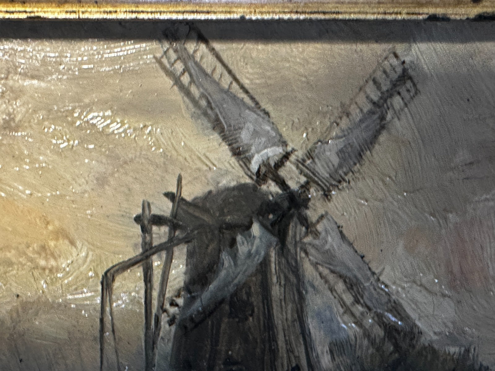 Kleines Kabinettbild – Holland mit Windmühle“ - Öl auf Holz - signiert - gerahmt9